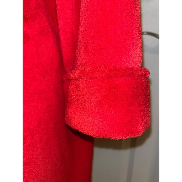 Lauren Ralph Red Plush Robe Bathrobe Monogram Logo Womens Size M Soft Cozy Shawl - Picture 5 of 7
